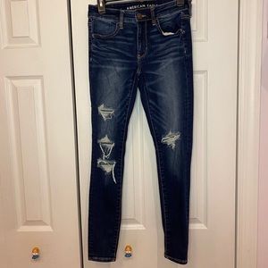 DARKWASH AE RIPPED JEGGINGS